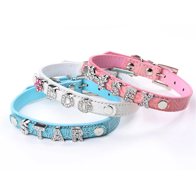 Collar Slide Personalized Pet Crystal dog/cat collar with letter